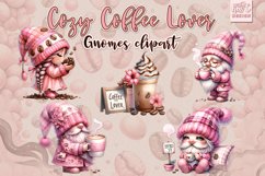 Watercolor Cozy Coffee Lover Gnomes PNG Illustration Clipart Product Image 4