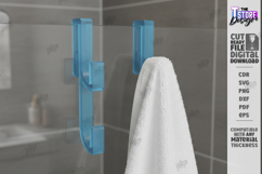 Shower Glass Hook SVG Acrylic Over Door Towel Holder Laser Product Image 1