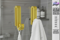 Shower Glass Hook SVG Acrylic Over Door Towel Holder Laser Product Image 1