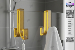 Shower Glass Hook SVG Acrylic Over Door Towel Holder Laser Product Image 1