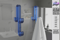Shower Glass Hook SVG Acrylic Over Door Towel Holder Laser Product Image 1