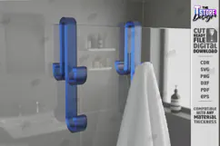Shower Glass Hook SVG Acrylic Over Door Towel Holder Laser Product Image 1
