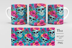 Calavera tumbler, Shuga skull tumbler, Skull with flower Product Image 2