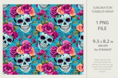 Calavera tumbler, Shuga skull tumbler, Skull with flower Product Image 3