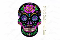 Faux Applique Sugar Skull sublimation png Halloween clipart Product Image 1