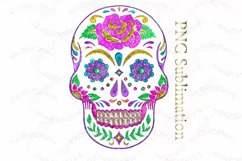 Faux Applique Sugar Skull sublimation png Halloween clipart Product Image 3