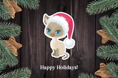 Cats Christmas print and cut stickers PNG Product Image 6