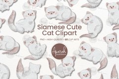 Siamese Cute Cat Clipart Watercolor Style 01