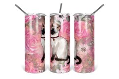 Siamese Cat With Roses Tumbler Design Product Image 1