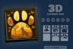 Siberian Husky Dog Sitting at the Park Layered Papercut Product Image 3
