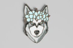 Pet Portrait Laser Cut File - Floral Dog - Siberian Husky Product Image 3