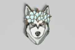 Pet Portrait Laser Cut File - Floral Dog - Siberian Husky Product Image 3