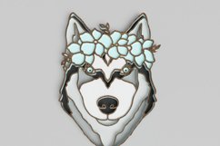 Pet Portrait Laser Cut File - Floral Dog - Siberian Husky Product Image 4