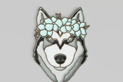 Pet Portrait Laser Cut File - Floral Dog - Siberian Husky Product Image 4