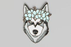 Pet Portrait Laser Cut File - Floral Dog - Siberian Husky Product Image 5