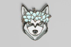 Pet Portrait Laser Cut File - Floral Dog - Siberian Husky Product Image 2