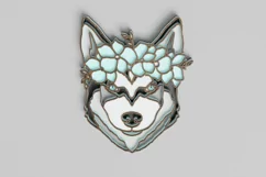 Pet Portrait Laser Cut File - Floral Dog - Siberian Husky Product Image 2
