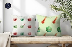 Sick Emoji Thermometer Watercolor Seamless Digital Paper Product Image 2