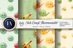Thermometer Sick Emoji Watercolor Seamless Digital Paper Product Image 1