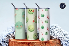 Seamless Sick Emoji Thermometer Watercolor Digital Paper Product Image 3