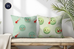 Seamless Sick Emoji Thermometer Watercolor Digital Paper Product Image 2