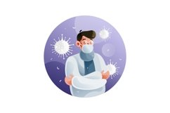 Sick men because of coronavirus use masks Product Image 1