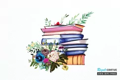 Watercolor Retro Floral Book PNG Clipart Product Image 1