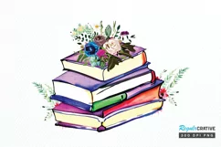 Watercolor Retro Floral Book PNG Clipart Product Image 1