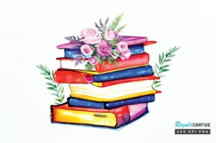 Watercolor Retro Floral Book PNG Clipart Product Image 1