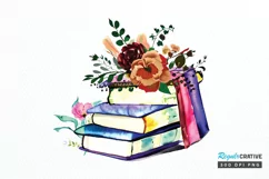 Watercolor Retro Floral Book PNG Clipart Product Image 1