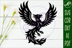 Phoenix bird detailed cut out wall sign design 1 Product Image 2