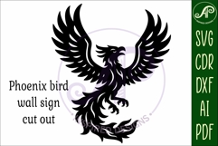 Phoenix bird detailed cut out wall sign design 1 Product Image 4