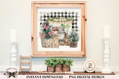 Farmhouse Christmas Buffalo Plaid Christmas Scene PNG Product Image 4
