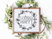 Bee SVG | Be Happy SVG | Wreath SVG | Bee Happy SVG Product Image 2