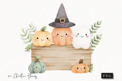 Cute Halloween Sign Clipart | Halloween PNG Product Image 1