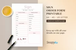 Sign Order Form Printable | Sign Order Form | Order Tracker Product Image 1