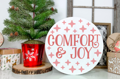 Comfort and Joy | Round Christmas Ornament SVG Product Image 2