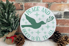 Peace and Good Will to All | Round Christmas Ornament SVG Product Image 2