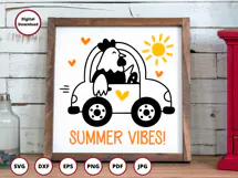 Summer Vibes SVG | Chicken in Car Cut File | Funny Farm SVG Product Image 4