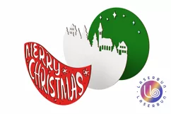 Merry Christmas Village Door Sign Hanger. Svg Laser cut file Product Image 3