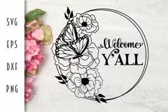 Farmhouse Family Sign SVG - Welcome Y'all Cut File Product Image 2
