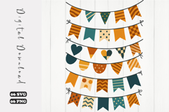 Retro Autumn Bunting Flags SVG Vintage Fall Party Garland Product Image 1