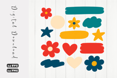 Retro Flower and Brush Stroke SVG Product Image 1