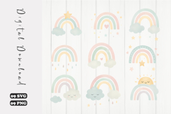 Pastel Rainbow SVG Cute Cloud Clipart Product Image 1