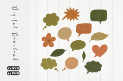 Boho Speech Bubble SVG Minimalist Leaf Heart Clipart Product Image 1