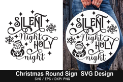 Silent night holy night SVG - Christmas Round Sign Design Product Image 1