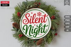Silent Night SVG | Christmas Round Sign SVG | Xmas SVG Product Image 1
