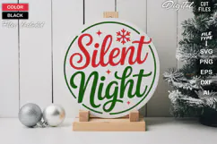Silent Night SVG | Christmas Round Sign SVG | Xmas SVG Product Image 2