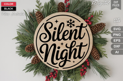 Silent Night SVG | Christmas Round Sign SVG | Xmas SVG Product Image 3