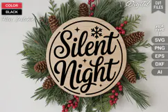 Silent Night SVG | Christmas Round Sign SVG | Xmas SVG Product Image 3